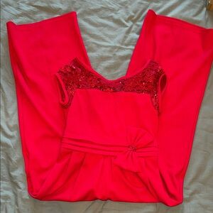 Bonnie Jean Red Jumpsuit with Sequin Detail